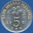 Подробно 5 сен Малайзии 2001 год